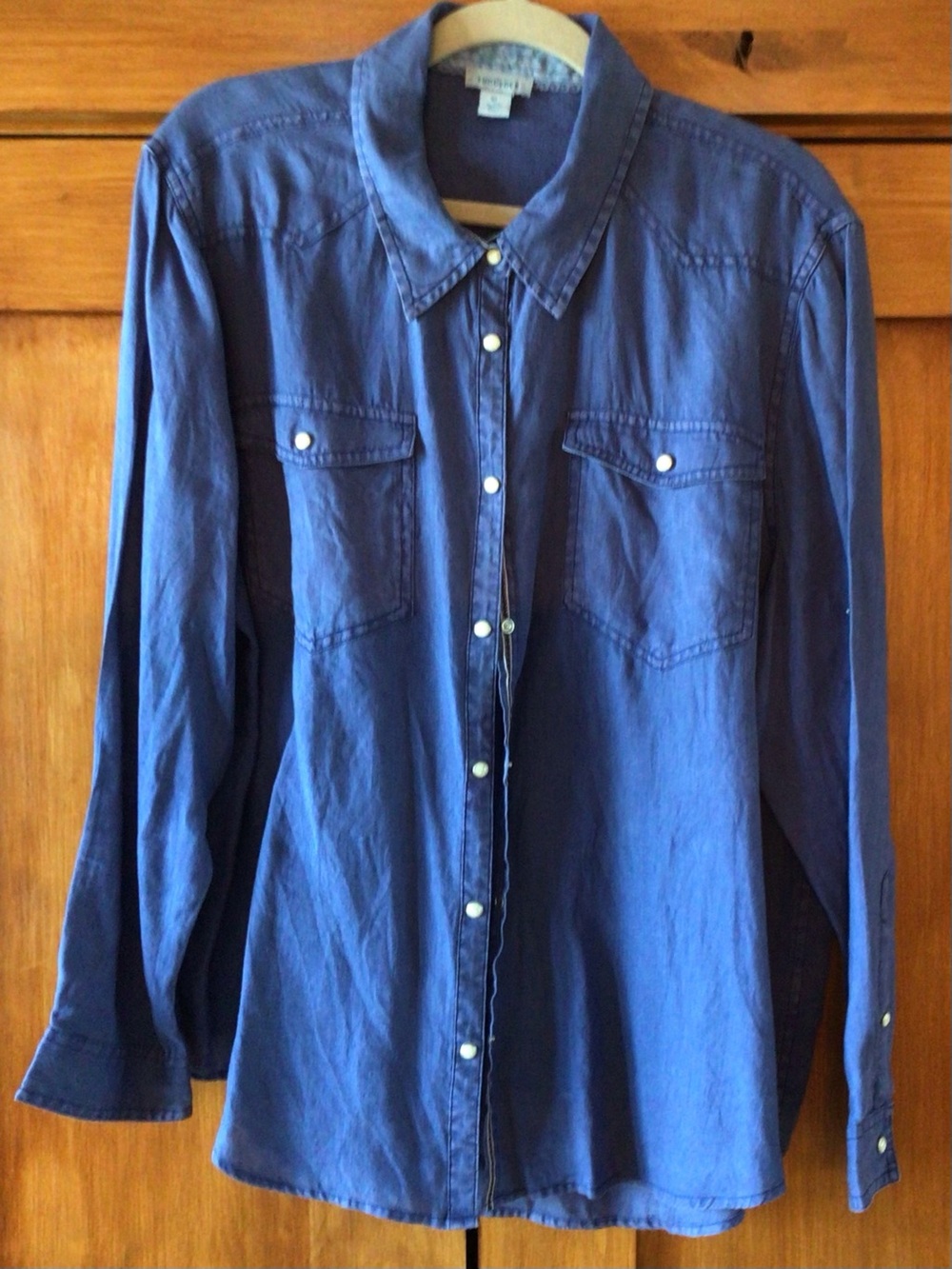 Women’s Blue Button-Front Western Shirt